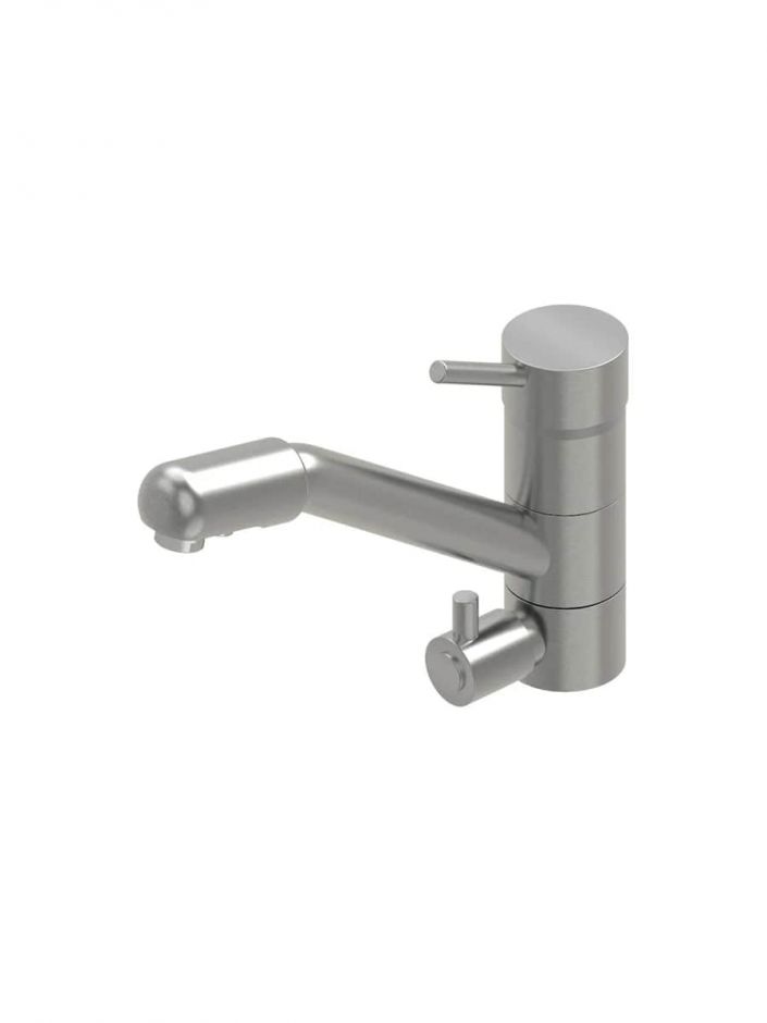 Кухонный смеситель Quadro design Idealaqua Inox 128KG поворотный излив ФОТО