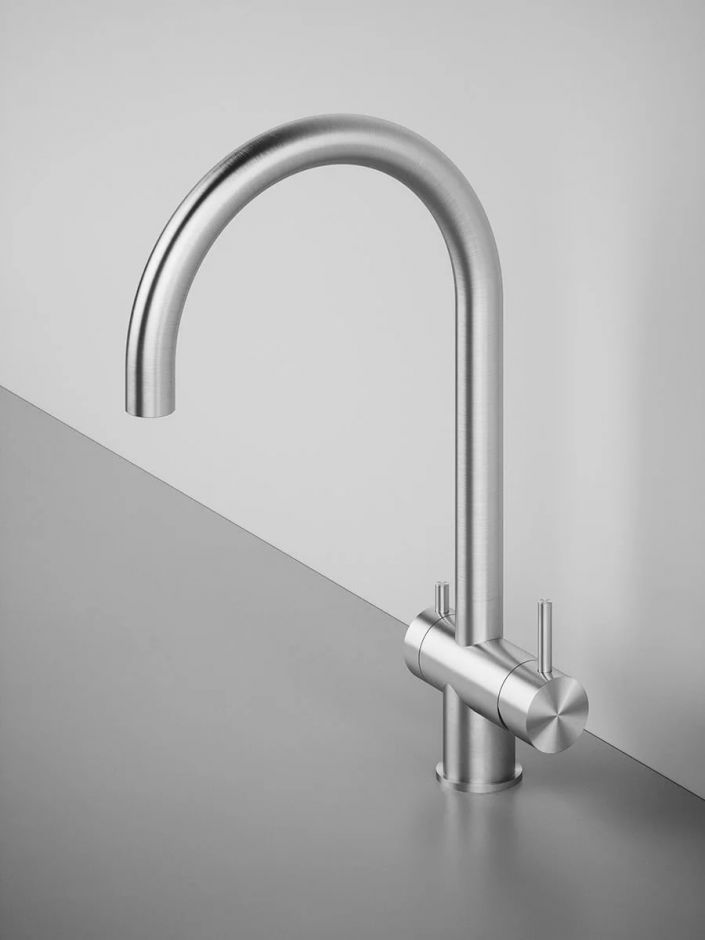 Кухонный смеситель Quadro design Idealaqua Inox 385 с краном для фильтра ФОТО