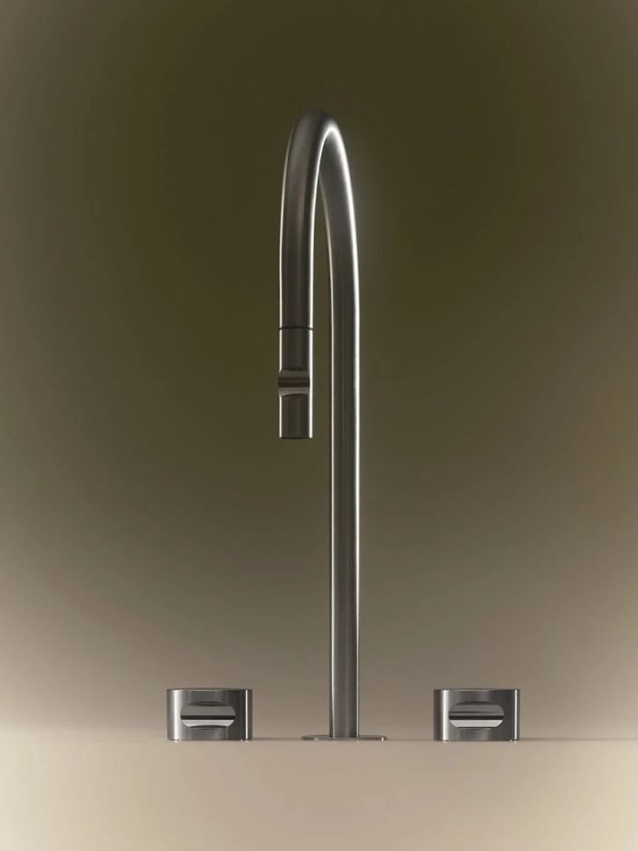 Кухонный смеситель встраиваемый Quadro design Idealaqua Inox 563.23.700 дистанционный ФОТО