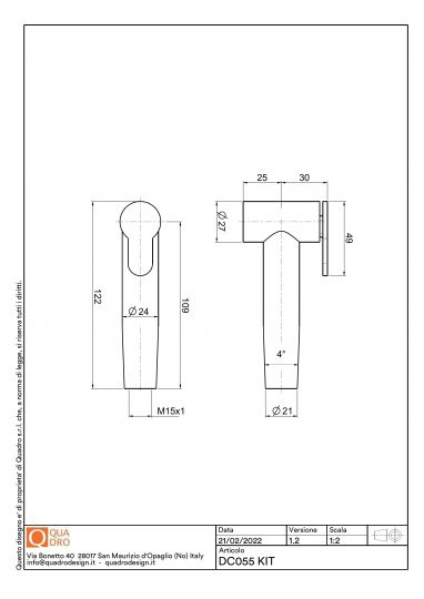 Душевая лейка для кухонного смесителя Quadro design Kitchen Inox DC055KIT схема 5
