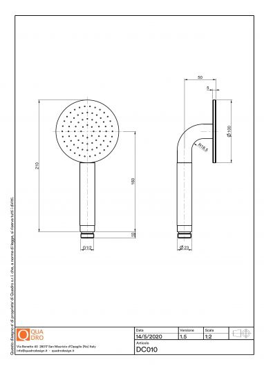 Ручная душевая лейка Quadro design Shower DC010 AS схема 2 Ручная душевая лейка Quadro design Shower DC010 AS схема 2