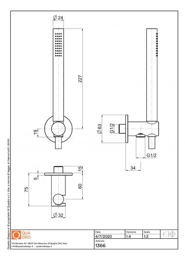 Душевой гарнитур Quadro design Shower 13 66 настенный схема 5