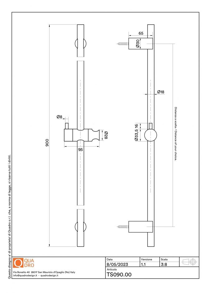Штанга для душа Quadro design Shower TS90.00 AS ФОТО