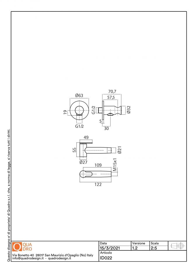 Гарнитур для гигиенического душа Quadro design Complements ID022 ФОТО
