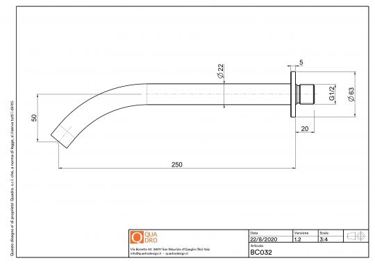 Излив встраиваемого смесителя Quadro design Complements BC032 удлиненный схема 2 Излив встраиваемого смесителя Quadro design Complements BC032 удлиненный схема 2