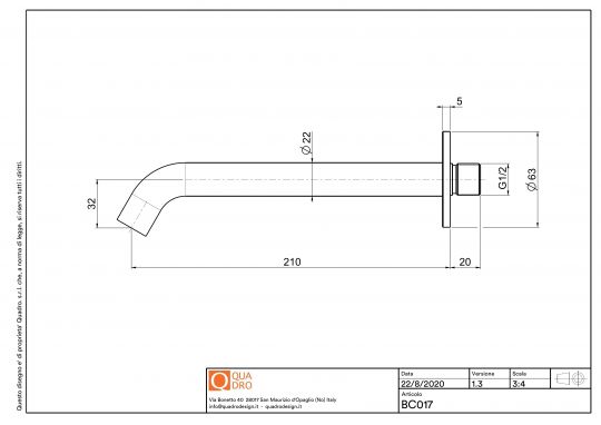 Излив Quadro design Complements BC017 изогнутый схема 2