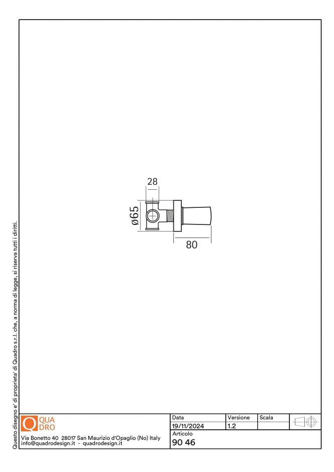 Настенный дивертор 2-ходовой Quadro design Ono 90 46 AS ФОТО