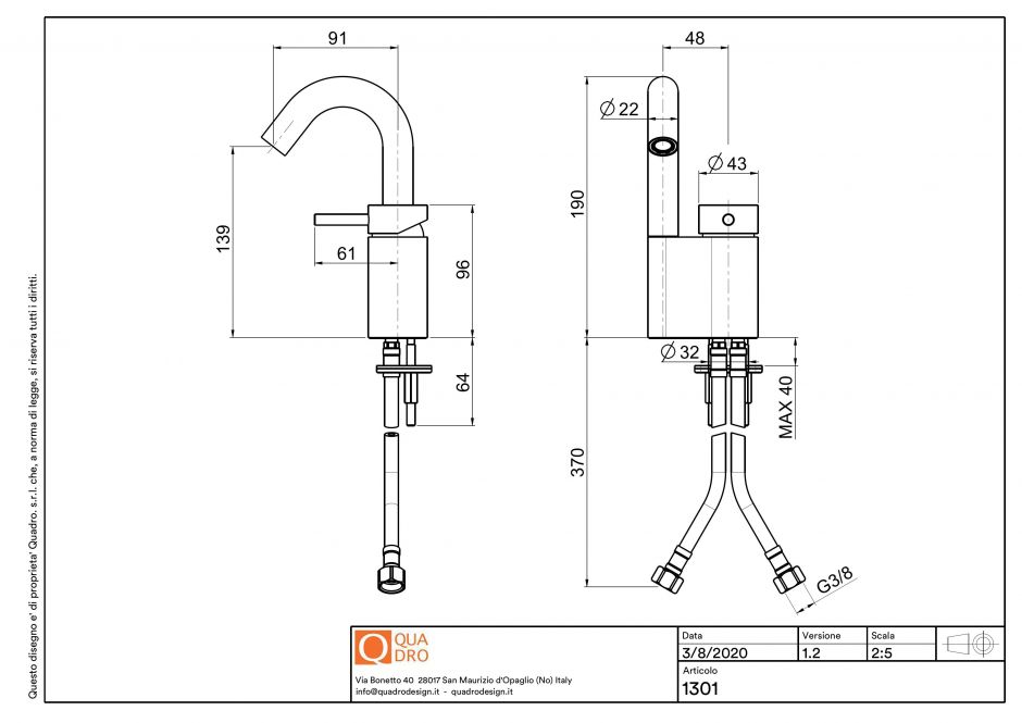 Смеситель для раковины Quadro design Ottavo 13 01 AS ФОТО