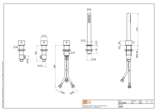 Смеситель на борт ванны Quadro design Source 12 97 без излива схема 3