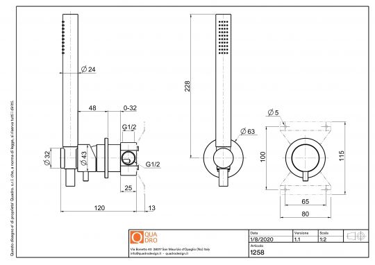 Смеситель для душа Quadro design Source 12 58.00 встраиваемый схема 5