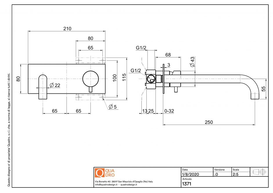 Смеситель для раковины Quadro design Source 13 14R.00 AS удлиненный излив ФОТО
