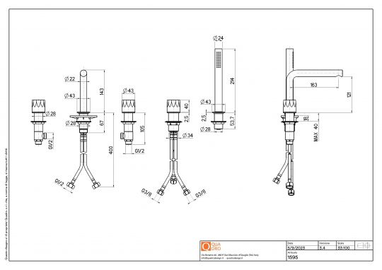 Смеситель на борт ванны Quadro design HB 15 95 AS с изливом схема 2
