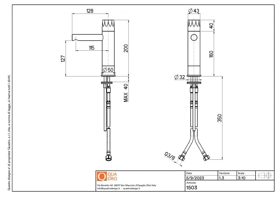 Смеситель для раковины Quadro design HB 15 03 AS брашированный ФОТО