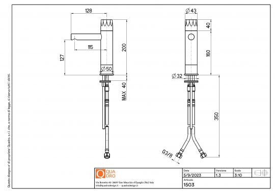 Смеситель для раковины Quadro design HB 15 03 AS брашированный схема 2