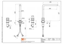 Смеситель для раковины Quadro design Modo 17 08V на три отверстия высокий схема 3