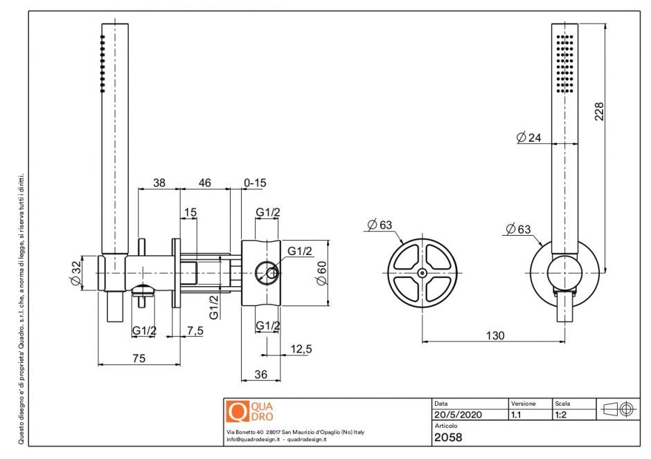 Смеситель для душа Quadro design Valvola02 20 58 встраиваемый ФОТО