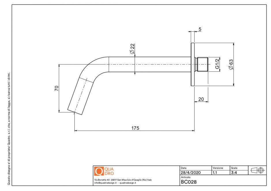 Излив Quadro design Q BC028 для встраиваемого настенного смесителя ФОТО
