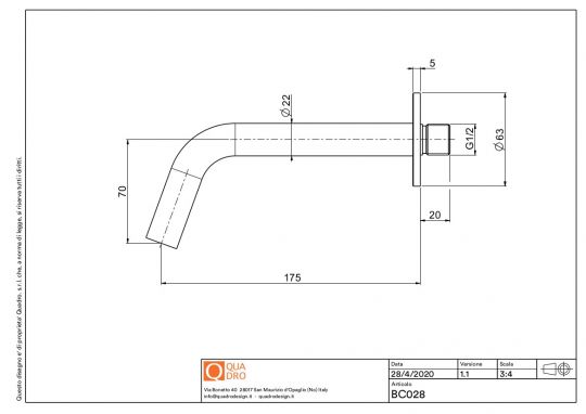Излив Quadro design Q BC028 для встраиваемого настенного смесителя схема 2
