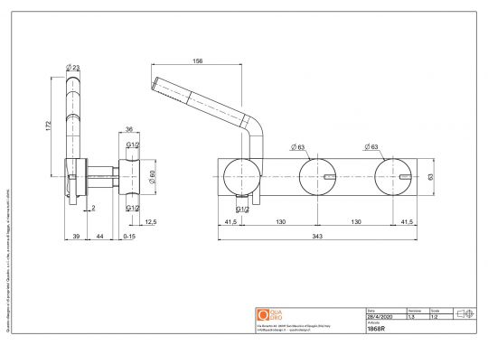 Смеситель для душа Quadro design Q 18 68R настенный схема 2