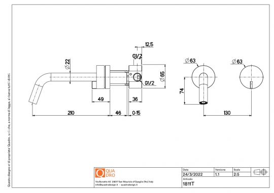 Смеситель для раковины Quadro design Q 18 11T скрытый монтаж схема 4