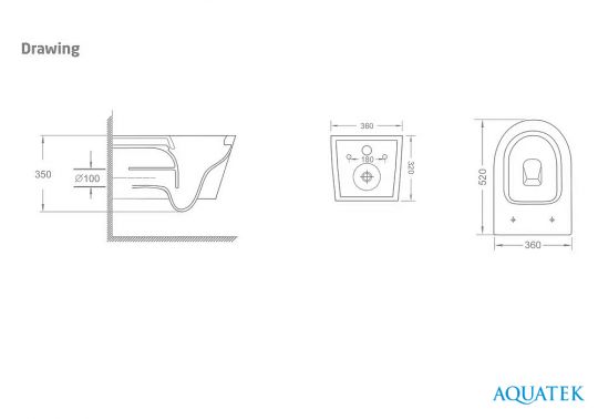 Унитаз подвесной безободковый Aquatek Таурус AQ1580T-00 c системой смыва Tornado схема 2