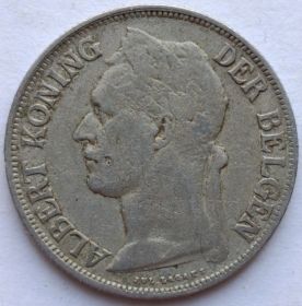 Король Альберт I 1 франк Бельгийское Конго 192