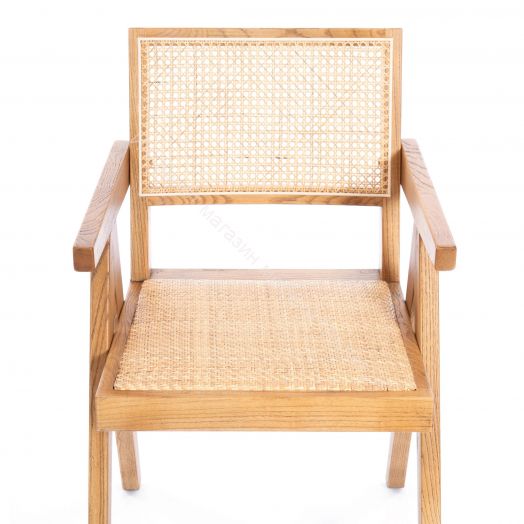 Кресло LOKI дерево вяз/ротанг, Груша (№3), 50х50х84 см