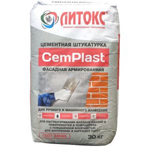 Литокс Штукатурка фасадная CemPlast30 кг