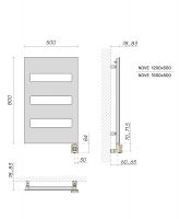 Полотенцесушитель электрический Broner Nove NV.EL.050.120.0000.R вертикальный 500 мм схема 3