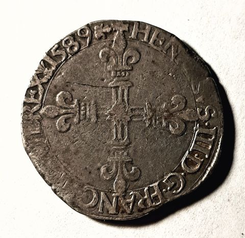 1/4 экю 1589 Франция XF