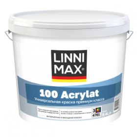 Краска Фасадная Linnimax 100 Acrylat 9,4л Белая, Универсальная База 3 / Линнимакс 100 Акрилат