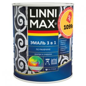 Эмаль по Ржавчине Linnimax Эмаль 3в1 0.75л Серый RAL 7040 для Внутренних и Наружных Работ / Линнимакс