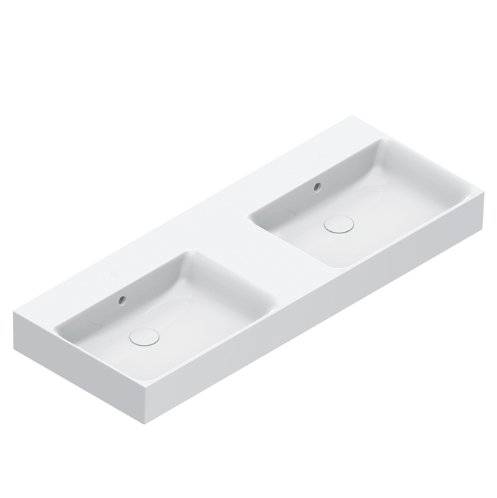 Раковина 120x47 двойная Catalano PREMIUM без отв. под смеситель покрытие Cataglaze+ цвет белый глянцевый 221220001