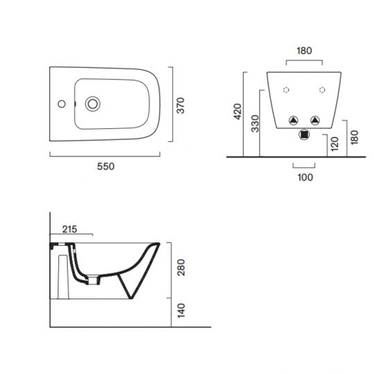 Биде подвесное 55x37 Catalano GREEN без крепежа цвет белый глянцевый схема 2 Биде подвесное 55x37 Catalano GREEN без крепежа цвет белый глянцевый схема 2