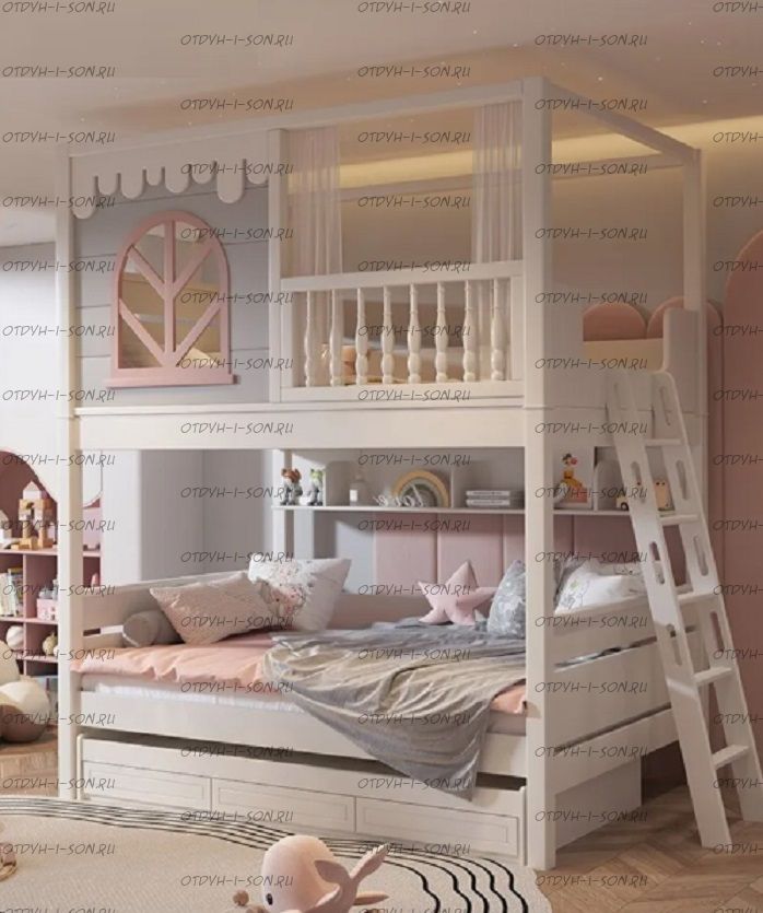 Кровать двухъярусная Домик Santana Sky №48N, Массив