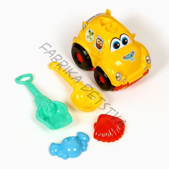 Игрушки для песочницы, машина, лопатки, формочки, набор 5 шт., МИКС