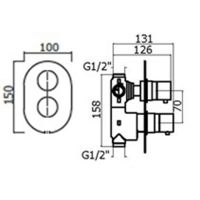 Смеситель термостат встраиваемый Plumberia Selection XOT5040 для душа 2 выхода со встраиваемой частью схема 6
