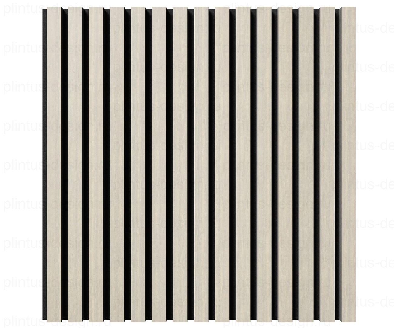 Акустическая панель, черный войлок, рейки МДФ, шпон дуб клэр светлый, 600х21, 600 мм