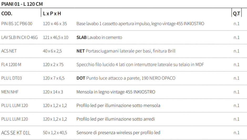 Мебель для ванной Berloni Bagno PIANI 01 - L 120 CM ФОТО