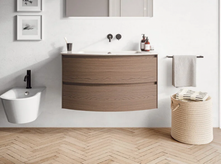 Изображение Тумба с раковиной Berloni Bagno Way Round 100 см подвесная, ceramica lucido, WAR0003