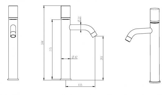 Черный смеситель для раковины Boheme Stick 122 схема 10
