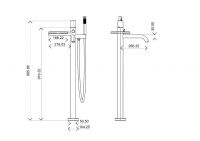Напольный смеситель для ванны Boheme Stick 129, цвет золото схема 3