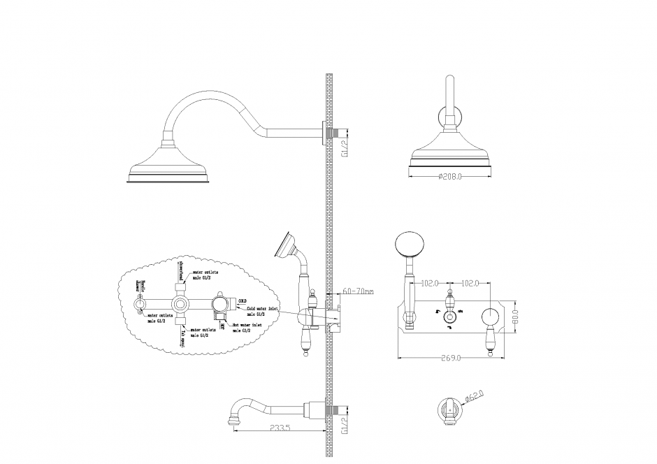 Однорычажный встраиваемый смеситель для ванны Boheme Brilante Ripresa 348 ФОТО