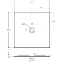 Душевой поддон из искусственного камня BelBagno Uno 80x80 TRAY-MR-UNO-A-80-35-W Белый схема 5