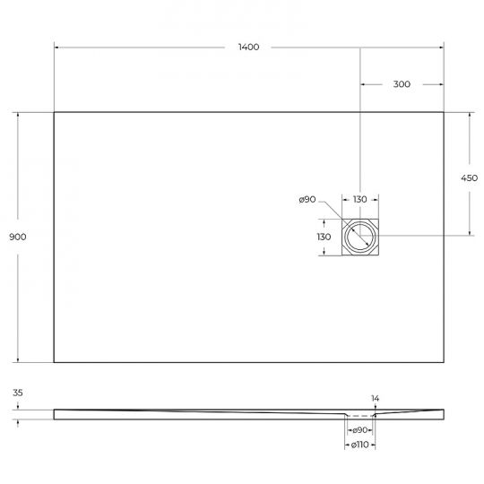 Душевой поддон из искусственного камня BelBagno Uno 140x90 TRAY-MR-UNO-AH-140/90-35-W Белый ФОТО