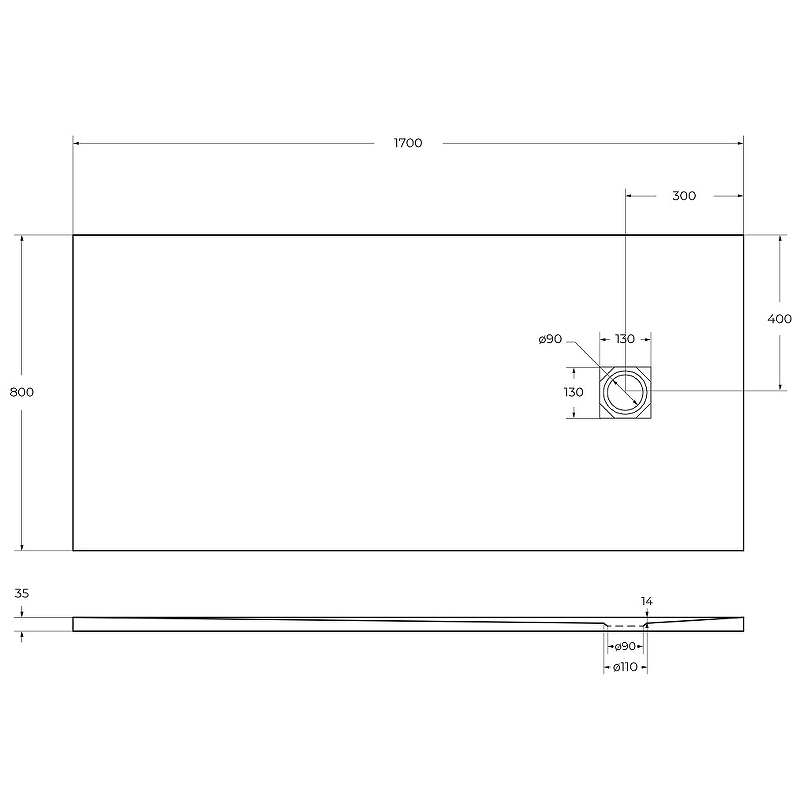 Душевой поддон из искусственного камня BelBagno Uno 170x80 TRAY-MR-UNO-AH-170/80-35-W Белый схема 5