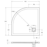 Душевой поддон из искусственного камня BelBagno Uno 90x90 TRAY-MR-UNO-R-90-550-35-W Белый схема 5