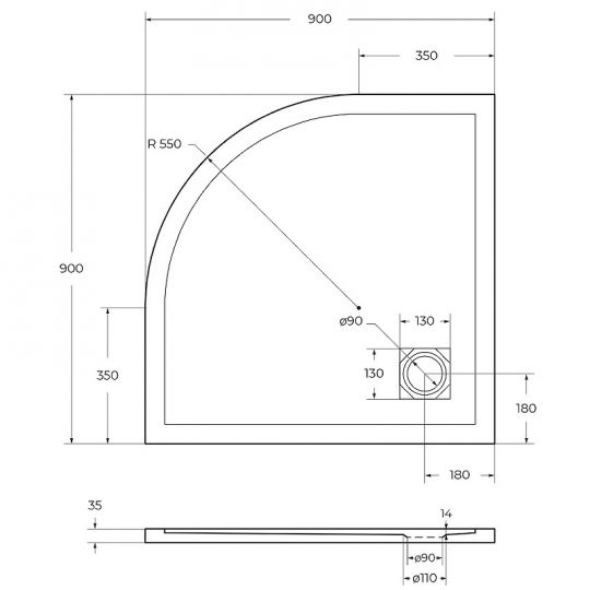 Душевой поддон из искусственного камня BelBagno Uno 90x90 TRAY-MR-UNO-R-90-550-35-W Белый ФОТО