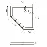 Душевой поддон из стеклокомпозита Migliore Diadema 95х95 24481 схема 2