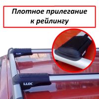 Багажник на рейлинги Lada Kalina / Lada Granta универсал, Lux Hunter, серебристый, крыловидные аэродуги